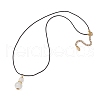 Natural Selenite Gourd Pendant Necklaces NJEW-JN05246-03-4