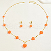Elegant Vintage Iron Resin Heart-shaped Sweater Earrings & Necklaces Sets for Women ZO7352-5