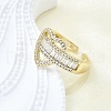 Brass Micro Pave Clear Cubic Zirconia Cuff Rings for Women RJEW-G347-08G-3