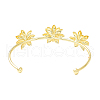 Alloy Flower Open Cuff Bangle for Women BJEW-D054-01G-1