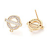 Brass Micro Pave Cubic Zirconia Stud Earring Findings KK-N272-03G-2
