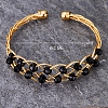 Brass Wire Wrap Cuff Bangle with Round Beaded BX4244-2