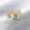 304 Stainless Steel with Rhinestone Cuff Rings RJEW-Q020-03G-1