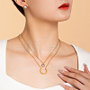 Minimalist Stainless Steel Clear Cubic Zirconia Ring Double-layer Necklace & Earrings Sets for Women EU1763-3