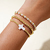 3Pcs Brass Round Beads Stretch Bracelets for Women NV0824-2
