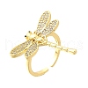 Brass Micro Pave Cubic Zirconia Cuff Rings for Women RJEW-F184-07G-2