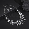 Alloy & Resin & Plastic Pearl Round Beaded Multilayer Necklace & Dangle Earring Sets FS-WG2F3F6-04-1