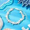 Starfish Synthetic Turquoise & Acrylic Pearl Braided Bead Bracelets for Women BJEW-JB11263-02-1
