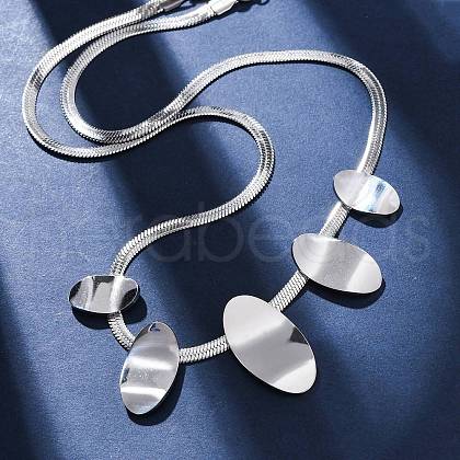 304 Stainless Steel Oval Bib Necklaces NJEW-R026-29P-1
