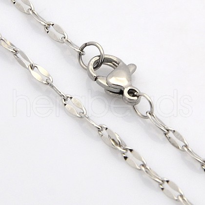 Tarnish Resistant 304 Stainless Steel Dapped Cable Chain Necklaces for Men STAS-O050-04P-1