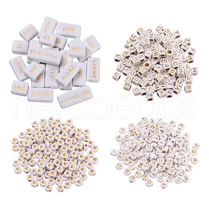 455Pcs Opaque & Plating Acrylic Beads SACR-FS0001-02-1