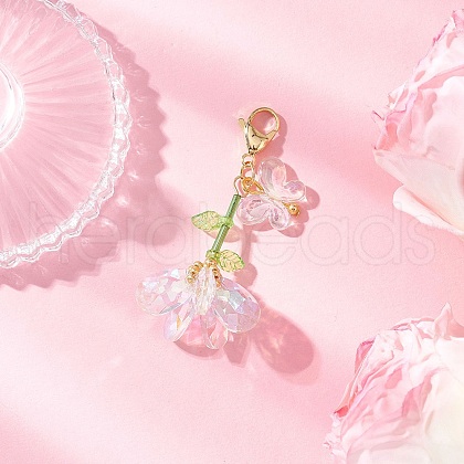 Handmade Glass Seed Beaded and Acylic Butterfly Pendant Decorations Sets HJEW-MZ00259-03-1