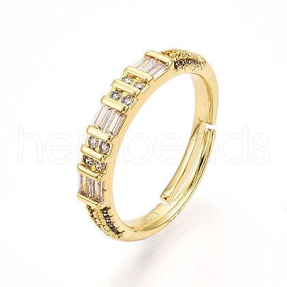 Brass Micro Pave Clear Cubic Zirconia Cuff Rings for Women KK-T070-116-1