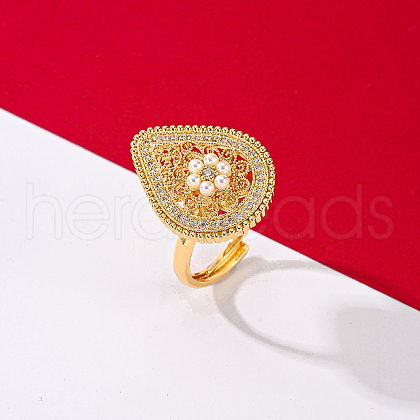 Brass Pave Cubic Zirconia Finger Rings for Women WB6134-1