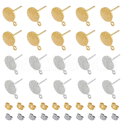 HOBBIESAY 20 Pairs 2 Colors 304 Stainless Steel Stud Earring Findings STAS-HY0001-44-1
