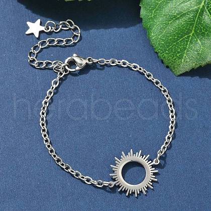 304 Stainless Steel Sun Link Bracelets BJEW-F500-04P-1