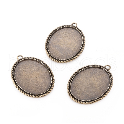 Tibetan Style Zinc Alloy Pendant Cabochon Settings X-TIBEP-M004-11AB-NR-1