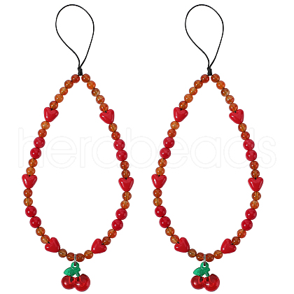 Agate & Crystal & Nylon & Alloy Mobile Straps AJEW-WH20002-55-1