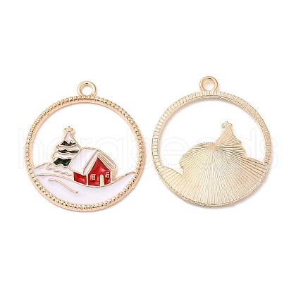 Christmas Zinc Alloy Enamel Pendants ENAM-Q500-01G-01-1