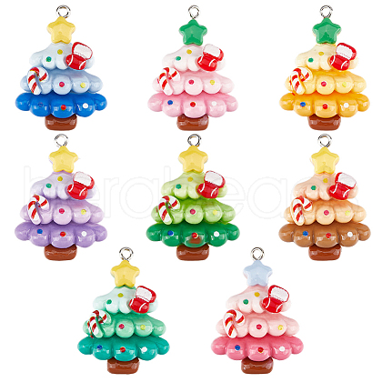 SUNNYCLUE 32Pcs 8 Colors Plastic Pendants FIND-SC0011-28-1