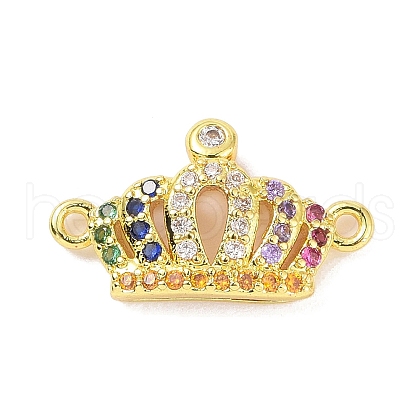 Real 18K Gold Plated Brass Micro Pave Cubic Zirconia Connector Charms X-KK-L209-045G-01-1