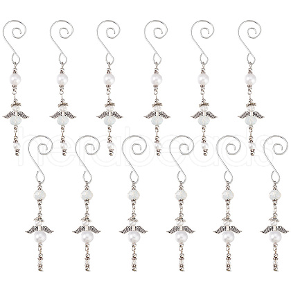 12Pcs 2 Styles Angel Glass & Alloy Pendant Decoration HJEW-GO00047-1