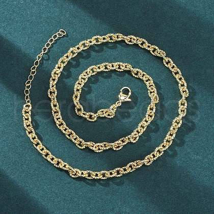 Brass Textured Cable Chain Necklaces for Women NJEW-K282-05G-1
