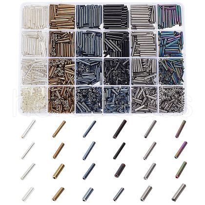 ARRICRAFT 2165Pcs 24 Style Glass Bugle Beads SEED-AR0001-09-1