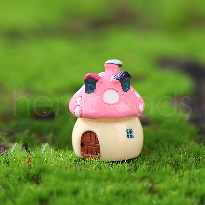 Mini Resin Mushroom House Figurines MUSH-PW0001-085B-01-1