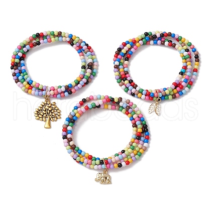 3Pcs 3 Styles Acrylic Stretch Bracelets BJEW-JB11029-1