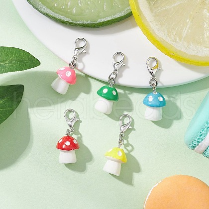 Plastic Mushroom Pendant Decoration HJEW-JM03197-1