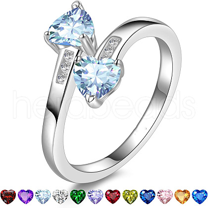 Heart 304 Stainless Steel with Cubic Zirconia Cuff Rings FS-WG2909F-09-1