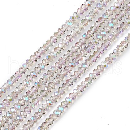 Transparent Electroplate Glass Beads Strands EGLA-F156-HR01-1