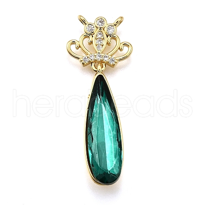 Rack Plating Brass Micro Pave Cubic Zirconia Pendants KK-K401-58G-1