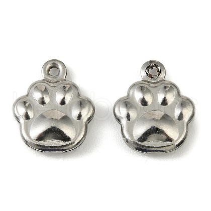 304 Stainless Steel Charms. Paw Print Charm STAS-A190-07P-1