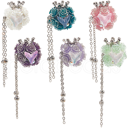 SUNNYCLUE 6Pcs 6 Colors Handmade Polymer Clay Rhinestone Beads CLAY-SC0001-91-1