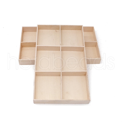 6 Grids Rectangle Wooden Display Trays for Jewelry PW-WG94405-02-1
