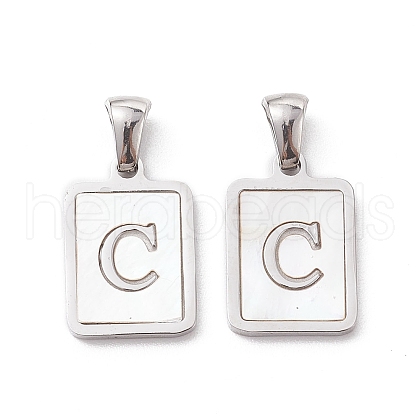 304 Stainless Steel Pave Shell Pendants STAS-G327-01P-C-1