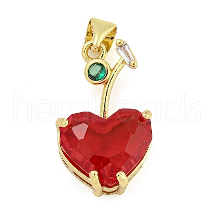 Rack Plating Brass Micro Pave Clear Cubic Zirconia Pendants X-ZIRC-L100-161G-03-1