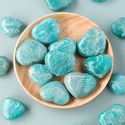Mother's Day Gifts Natural Amazonite Heart Palm Stones PW-WG21258-01-1