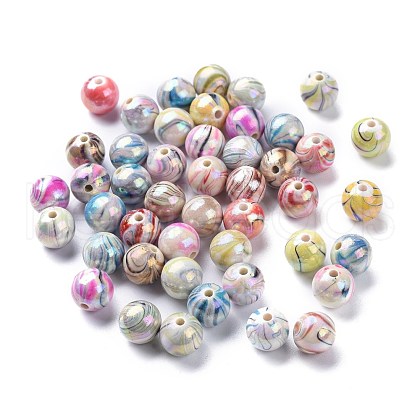 AB Color Wave Printed Acrylic Beads MACR-Q151A-M-1