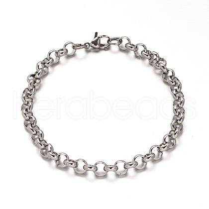 304 Stainless Steel Cable Chain Bracelets BJEW-I202-02B-1