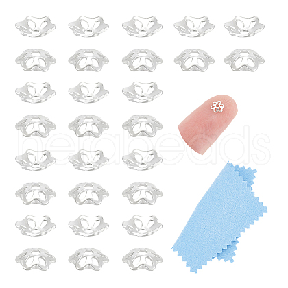 Unicraftale 30Pcs 925 Sterling Silver Bead Caps STER-UN0001-29-1