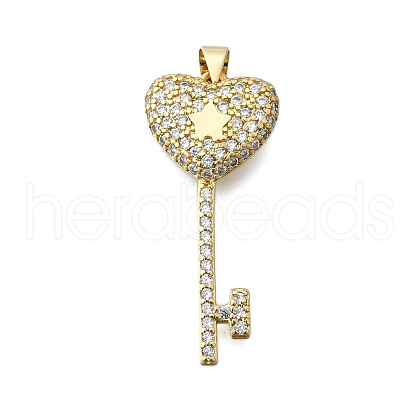 Brass Micro Pave Clear Cubic Zirconia Pendants KK-V010-28G-1