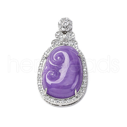 Dyed Natural Myanmar Jade Ruyi Pendants KK-Q050-02B-1