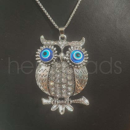 Alloy Rhinestone Pendant Necklaces SG2819-6-1