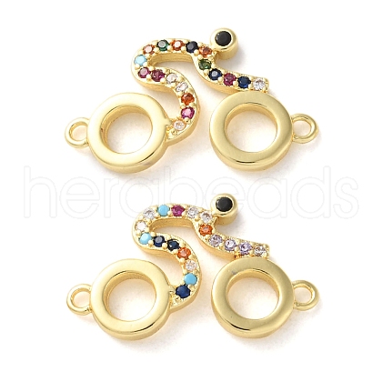 Rack Plating Brass Colorful Cubic Zirconia Bicycle Connector Charms KK-C084-17G-1