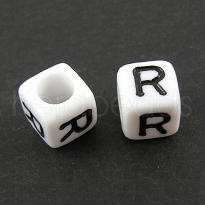 Letter Acrylic European Beads OPDL-R050-10mm-R-1