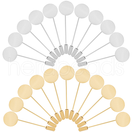 SUNNYCLUE 60 Sets 2 Colors Round Tray Brass Stick Lapel Pins KK-SC0004-99-1
