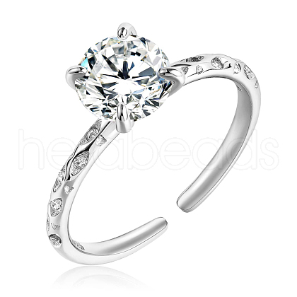 Anti-Tarnish Rhodium Plated 925 Sterling Silver Open Cuff Ring JR891A-1